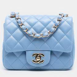 مملوكة مسبقًا Chanel Blue Mini Square Classic Lambskin Single Flap
