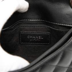 Pre Owned Chanel Black CC Quilted Calfskin Uniform Flap Belt Bag