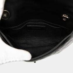 Pre Owned Chanel Black CC Quilted Calfskin Uniform Flap Belt Bag