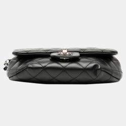 Pre Owned Chanel Black CC Quilted Calfskin Uniform Flap Belt Bag