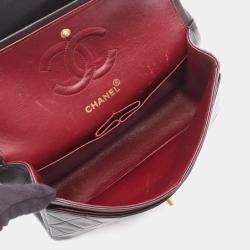 Pre Owned Chanel Matelasse Double Flap Shoulder Bag In Lambskin Leather Black