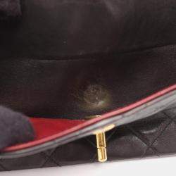 Pre Owned Chanel Matelasse Double Flap Shoulder Bag In Lambskin Leather Black