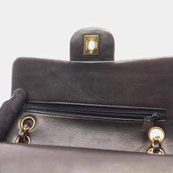 Pre Owned Chanel Matelasse Double Flap Shoulder Bag In Lambskin Leather Black