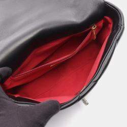 Pre Owned Chanel 19 Disneuf Matelasse Shoulder Bag Leather Black