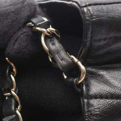 Pre Owned Chanel Chocobar Mini Flap Shoulder Bag In Lambskin Leather Black