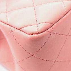 Pre Owned Chanel Deca Matelasse 30 Classic Large Double-Flap Shoulder Bag In Lambskin Leather Pink