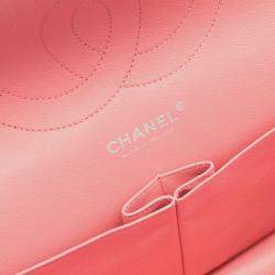 Pre Owned Chanel Deca Matelasse 30 Classic Large Double-Flap Shoulder Bag In Lambskin Leather Pink