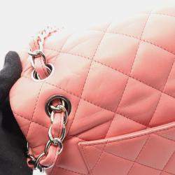 Pre Owned Chanel Deca Matelasse 30 Classic Large Double-Flap Shoulder Bag In Lambskin Leather Pink