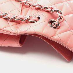 Pre Owned Chanel Deca Matelasse 30 Classic Large Double-Flap Shoulder Bag In Lambskin Leather Pink