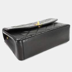 Pre Owned Chanel Diana Matelasse Chain Shoulder Bag In Black Lambskin