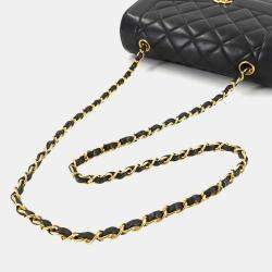 Pre Owned Chanel Diana Matelasse Chain Shoulder Bag In Black Lambskin