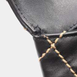 Pre Owned Chanel Wild Stitch Top Handle Handbag Leather Black