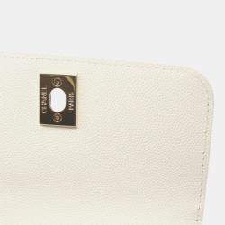 Pre Owned Chanel Coco Handle Mini Matelasse Shoulder Bag In Grained Calfskin Leather White