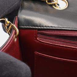 Pre Owned Chanel Matelasse Diana Flap Shoulder Bag In Lambskin Leather Black