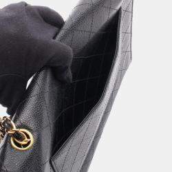 Pre Owned Chanel Matelasse Shoulder Bag In Grained Calfskin Leather Black