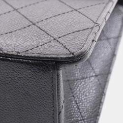 Pre Owned Chanel Matelasse Shoulder Bag In Grained Calfskin Leather Black