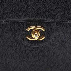 Pre Owned Chanel Matelasse Shoulder Bag In Grained Calfskin Leather Black