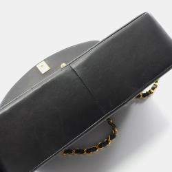 Pre Owned Chanel Matelasse Diana Flap Shoulder Bag In Lambskin Leather Black