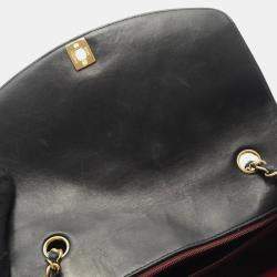 Pre Owned Chanel Matelasse Diana Flap Shoulder Bag In Lambskin Leather Black