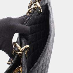 Pre Owned Chanel Matelasse Grand Shopping Gst Tote Bag In Grained Calfskin Leather Black