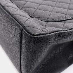 Pre Owned Chanel Matelasse Grand Shopping Gst Tote Bag In Grained Calfskin Leather Black