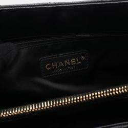 Pre Owned Chanel Matelasse Grand Shopping Gst Tote Bag In Grained Calfskin Leather Black