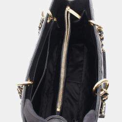 Pre Owned Chanel Matelasse Grand Shopping Gst Tote Bag In Grained Calfskin Leather Black