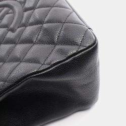 Pre Owned Chanel Matelasse Grand Shopping Gst Tote Bag In Grained Calfskin Leather Black