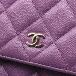 Pre Owned Chanel Matelasse Shoulder Bag Leather Purple