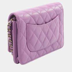 Pre Owned Chanel Matelasse Shoulder Bag Leather Purple