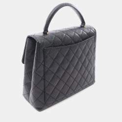 Pre Owned Chanel Matelasse Handbag In Grained Calfskin Leather Black