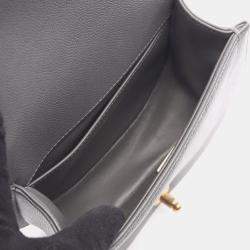 Pre Owned Chanel Boy Chanel Small Shoulder Bag In Grained Calfskin Leather Gray