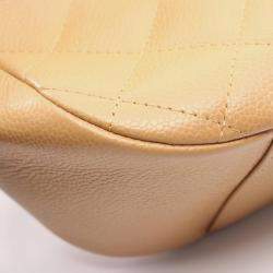 Pre Owned Chanel Coco Mark Shoulder Bag In Beige Calfskin Leather