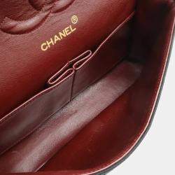 Pre Owned Chanel Matelasse 25 Coco Mark Double Flap Chain Shoulder Bag Black Cotton Jersey