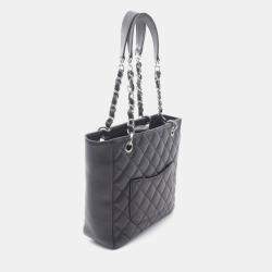 Pre Owned Chanel Matelasse Pst Tote Bag In Caviar Grained Calfskin Black