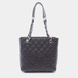 Pre Owned Chanel Matelasse Pst Tote Bag In Caviar Grained Calfskin Black
