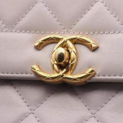 Pre Owned Chanel Matelasse Shoulder Bag In Lambskin Leather Pink