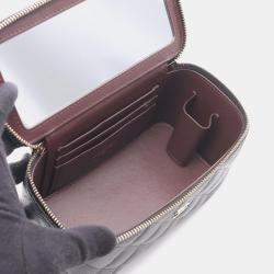 Pre Owned Chanel Matelasse Small Vanity Shoulder Bag In Grained Calfskin Leather Black