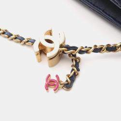 Pre Owned Chanel Matelasse Shoulder Bag Lambskin Leather Blue