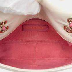 Pre Owned Chanel Coco Mark Chain Shoulder Bag In White And Multicolored Lambskin