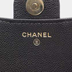 Pre Owned Chanel Matelasse Chain Phone Case Wallet Shoulder Bag In Calfskin Leather Black