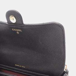 Pre Owned Chanel Matelasse Chain Phone Case Wallet Shoulder Bag In Calfskin Leather Black