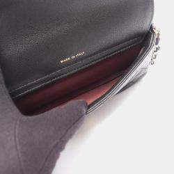Pre Owned Chanel Matelasse Chain Phone Case Wallet Shoulder Bag In Calfskin Leather Black