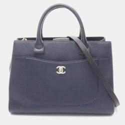 Pre Owned Chanel Neo Executive Tote Bag Leather Navy And Black