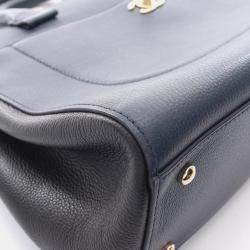 Pre Owned Chanel Neo Executive Tote Bag Leather Navy And Black