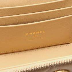 Pre Owned Chanel Matelasse Vanity Shoulder Bag Leather Beige