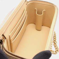 Pre Owned Chanel Matelasse Vanity Shoulder Bag Leather Beige