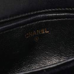 Pre Owned Chanel Chocolate Bar Camellia Shoulder Bag Fabric Black