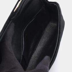 Pre Owned Chanel Chocolate Bar Camellia Shoulder Bag Fabric Black