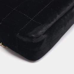 Pre Owned Chanel Chocolate Bar Camellia Shoulder Bag Fabric Black